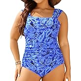 Aqua Eve Womens Plus Size One Piece Swimsuit Tummy Control Bathing Suit Vintage Swimwear