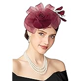 Clastere Fascinators Hats for Women - Tea Party Kentucky Fascinator Derby Pillbox Hat Flower Tulle Headband with Hair Clip