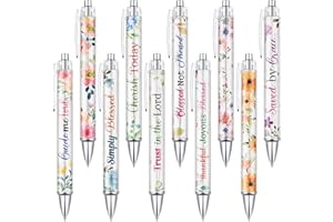 Tinlade 10 Pcs Christian Pens for Women Religious Ink Pens Easter Gifts Inspirational Quotes Bible Verse Ballpoint Funny Office Supplies for Women Men Coworker(Flower)