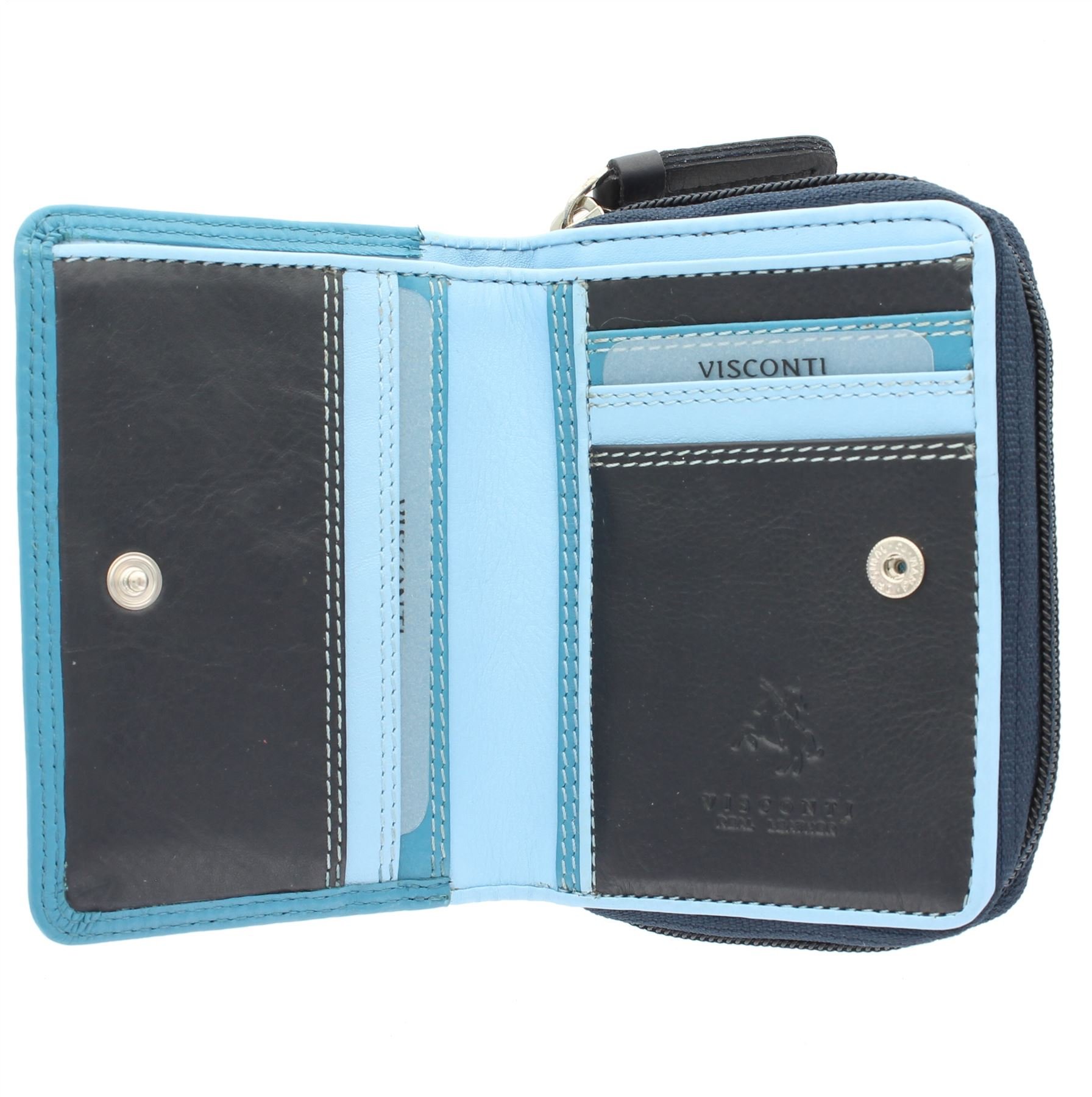 VISCONTI Rainbow Leather Ladies Purse Style RFID Blocking RB53 Navy Multi — image 1