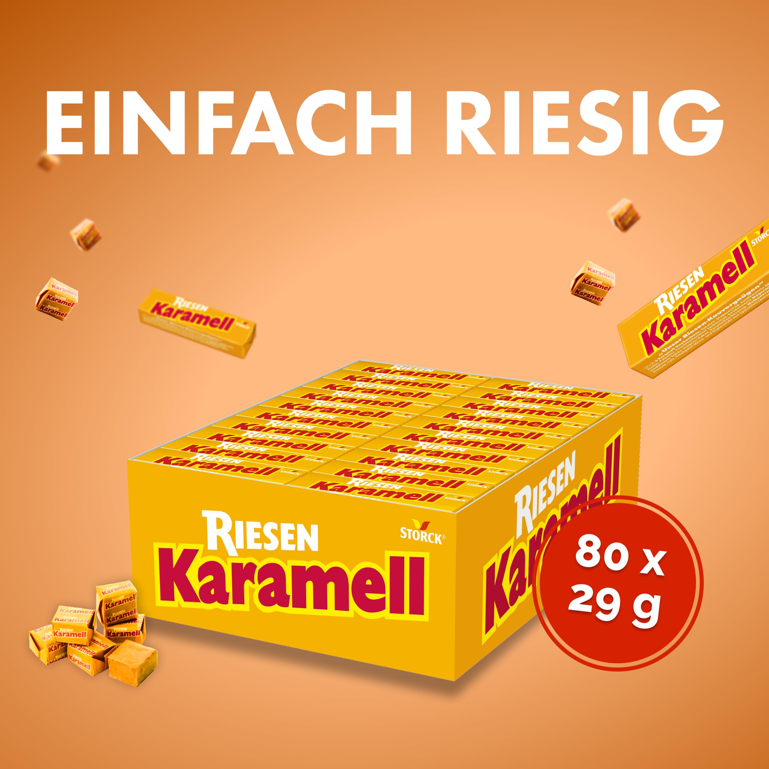 Karamell RIESEN – 80 x 29 g Stangen – Karamell-Kaubonbons mit intensivem Karamellgeschmack – Toffees einzeln verpackt 2