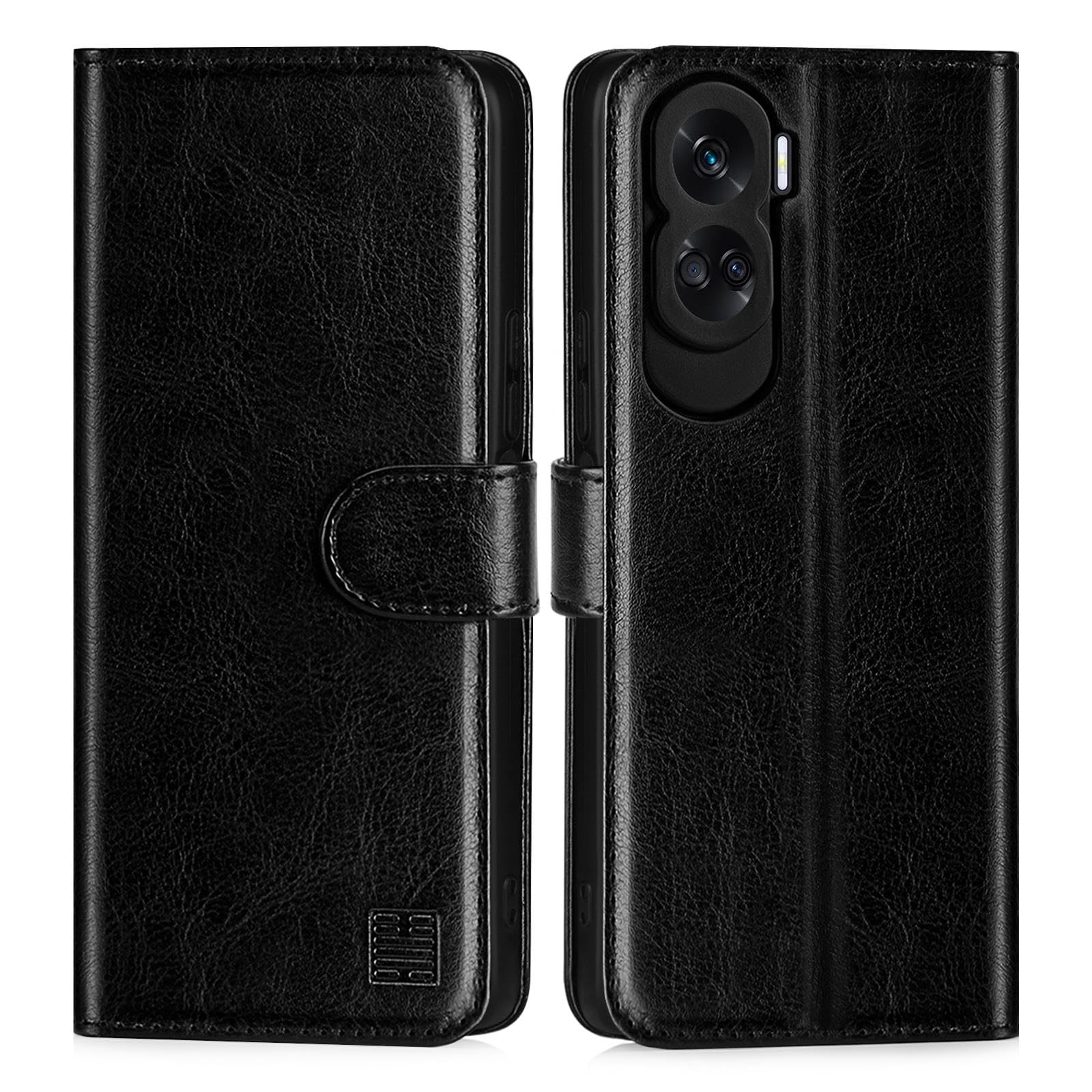 32nd Book Wallet PU Leather Case Cover for Honor 90 Lite, Flip Case With RFID Blocking Card Slots, Magnetic Closure and Built In Stand - Black