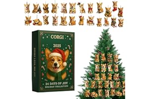 Christmas Calendar - 2D Acrylic Dog Pendant,24 Day December Calendar Countdown for Winter Holiday Tree Backpack Bag Stocking 