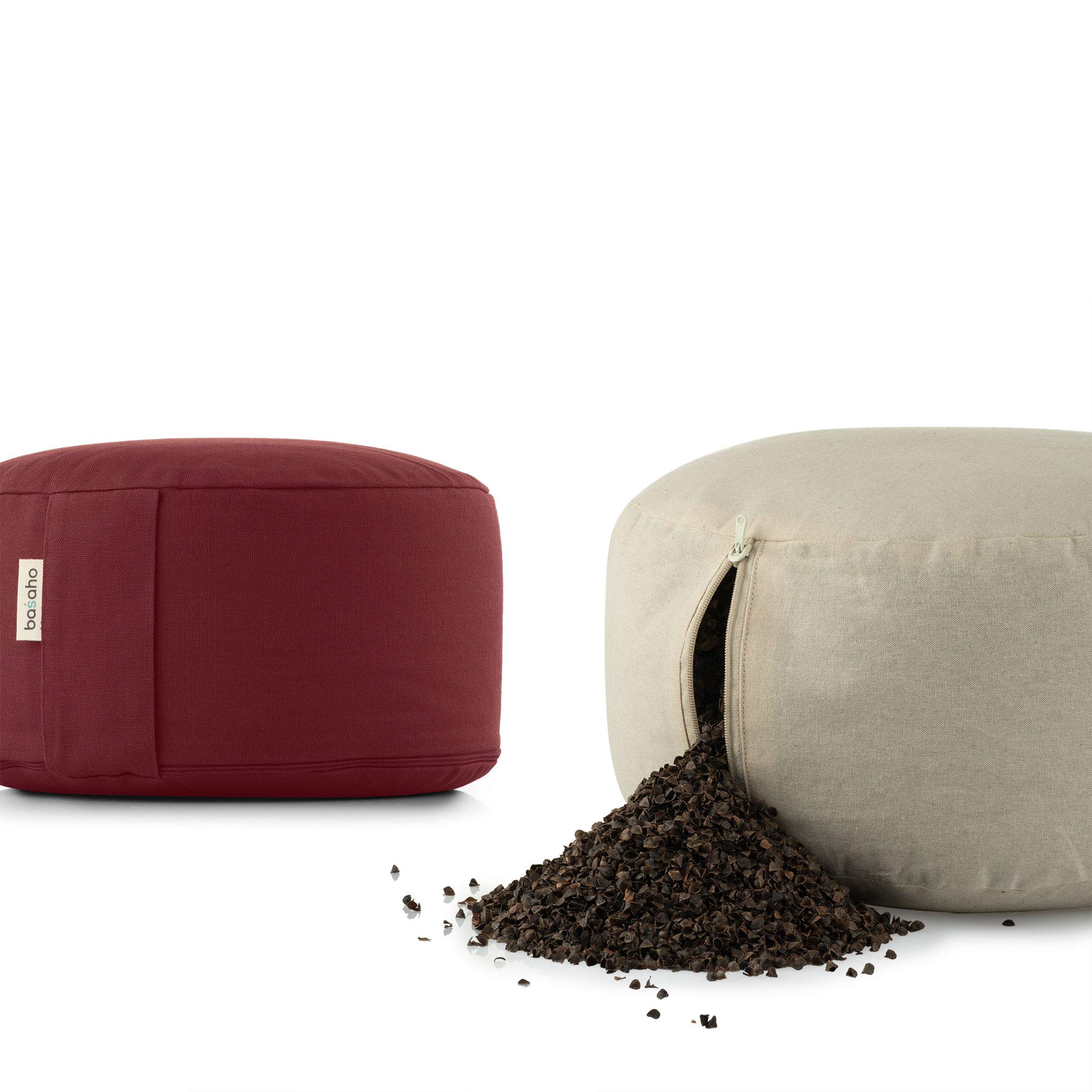 Basaho Meditation Cushion | WHEEL Zafu Meditation Cushion with Removable Washable Cover | Certified Organic Cotton Meditation Cushions | Buckwheat Hulls Cushion Meditation Pillow (Natural) - Image 4