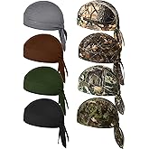 Foaincore 8 Pack Do Rag Skull Caps for Men Sweat Wicking Doo Rags Cooling Helmet Liner Cycling Motorcycle Bandana