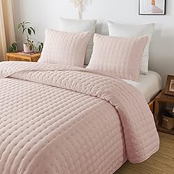 WDCOZY Pink Twin Size Quilt Bedding Sets with