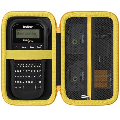 Baval Label Printer Case Compatible with Brother P-Touch PTH110BP/PTH110/PTH111 Pro Label Maker(Black Case,Yellow Zipper)