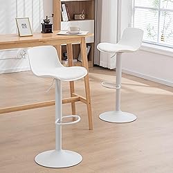 YOUTASTE White Bar Stools Set of 2 Adjustable