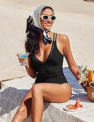 AI'MAGE Women One Piece Swimsuit Sexy V Neck
