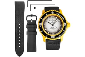 Ocdin 22 MM Watch Strap Replacement for Blancpain X Swatch with Hex Spanner Quick Release Silicone Watch Band Compatible with Bioceramic SCUBA Fifty Fathoms