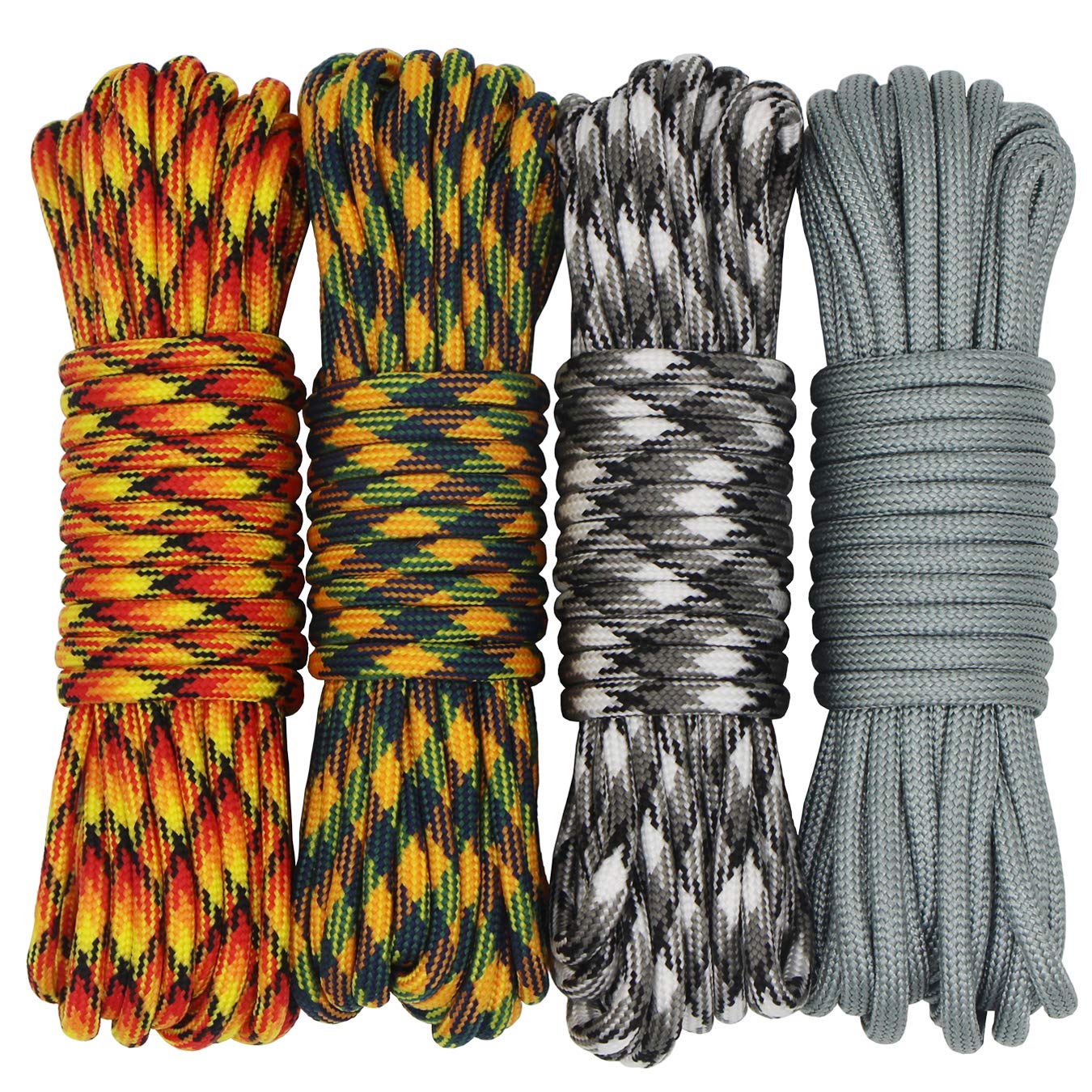 aufodara Paracord Rope, 4x19ft Nylon CORD_ROPE, 550lb Breaking Strength, 4mm Diameter, 7 Inner Strands, Multi Color, for Outdoor Survival, DIY Kit Craft Toy, Camping, Dog Collar