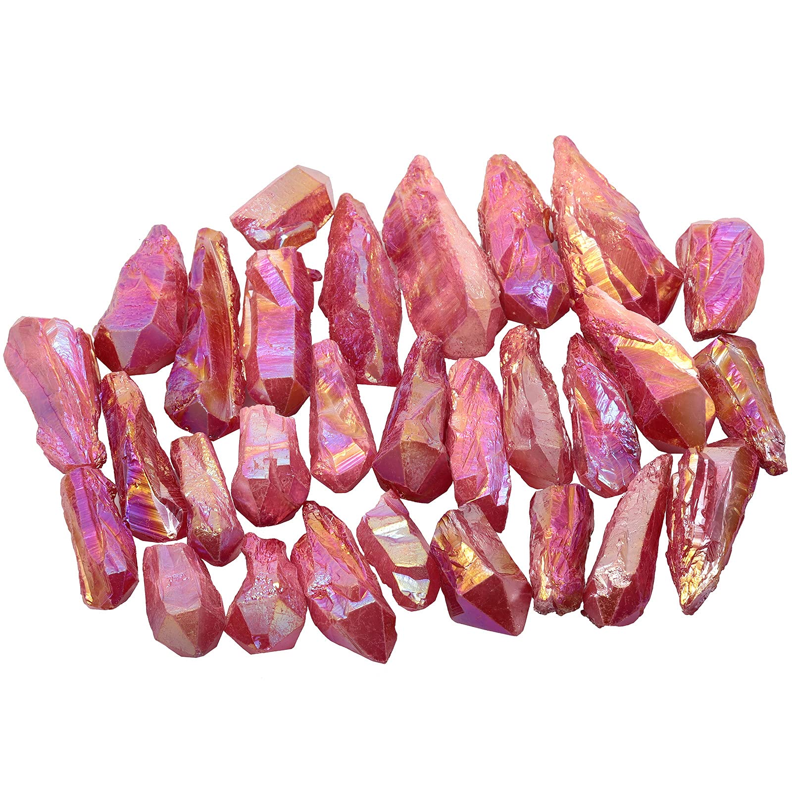 mookaitedecor 460g Undrilled Large Red Crystal Points Bulk for Jewellery Making Crafting Art Wire Wrapping Party Home Decor, Irregular Titanium Clear Quartz Raw Crystals Rocks Red Crystal Gift