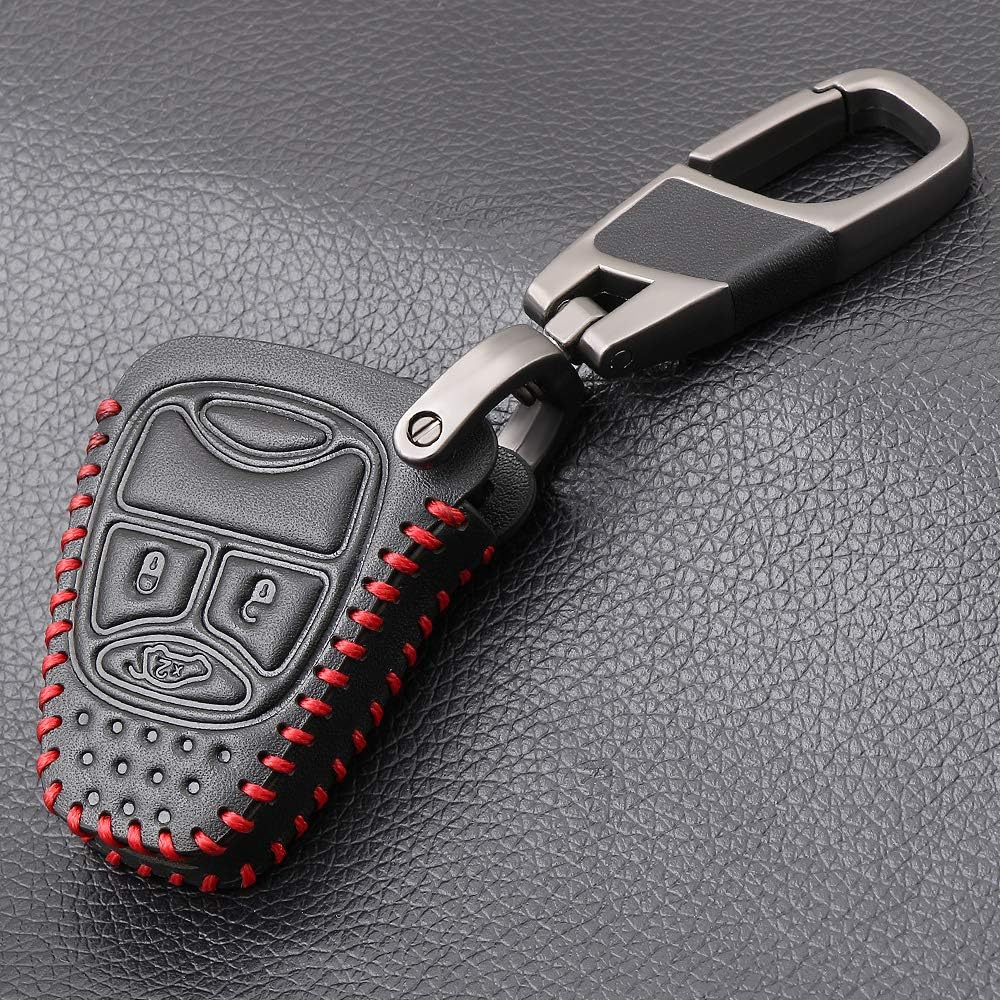 QCYSTBTG Remote 3 Buttons Car key Leather Case Fob Cover,For Chrysler,For Jeep,For Dodge Ram Caliber Nitro Patriot Pacifica Liberty