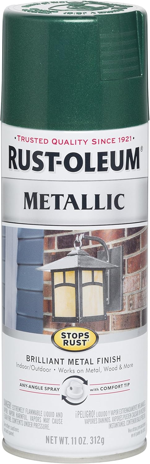 Rust-Oleum 7252830 Stops Rust Metallic Spray Paint, 11 oz, Racing Green