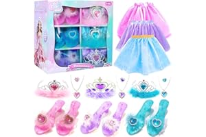 Hechify Princess Dress Up Shoes,Girls Dress Up Toys with Skirts,Pretend Toys for Girls Age 3,4,5,6 Gift for Birthday Christma