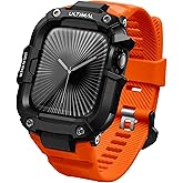 ULTIMAL Rugged Band with Case for Apple Watch 46mm, Military-Grade Shockproof Protective Strap for Men, All-in-One Outdoor Sport Watch Band Compatible with iWatch Series 11/10 (Orange)