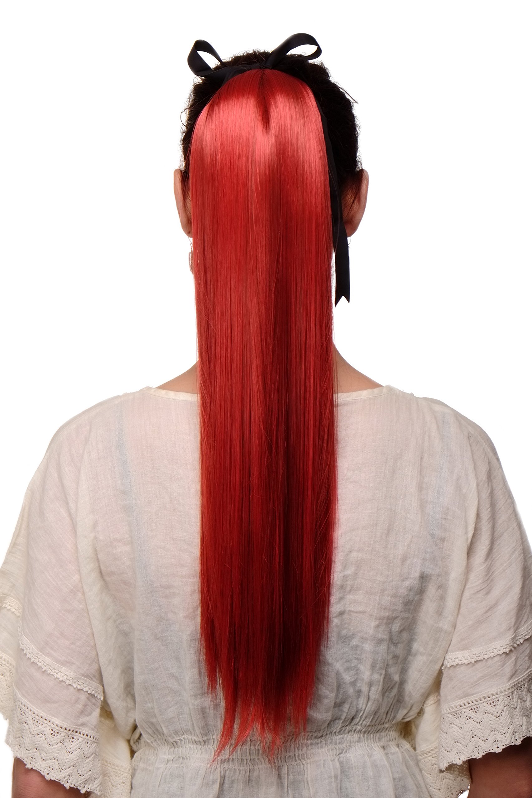 WIG ME UP C9429-137 Hairpiece ponytail extension long straight very light with ribbon and comb wrap around system bright fiery mixed red 23,5inch