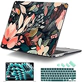 DONGKE for M4 MacBook Air 13.6 Inch Case 2025 2024 2023 2022 Model A3240 A3113 A2681 M3 M2 Chip, Plastic Hard Shell Case Cover with Touch ID for MacBook Air 13 Inch M4 - Painted Florals