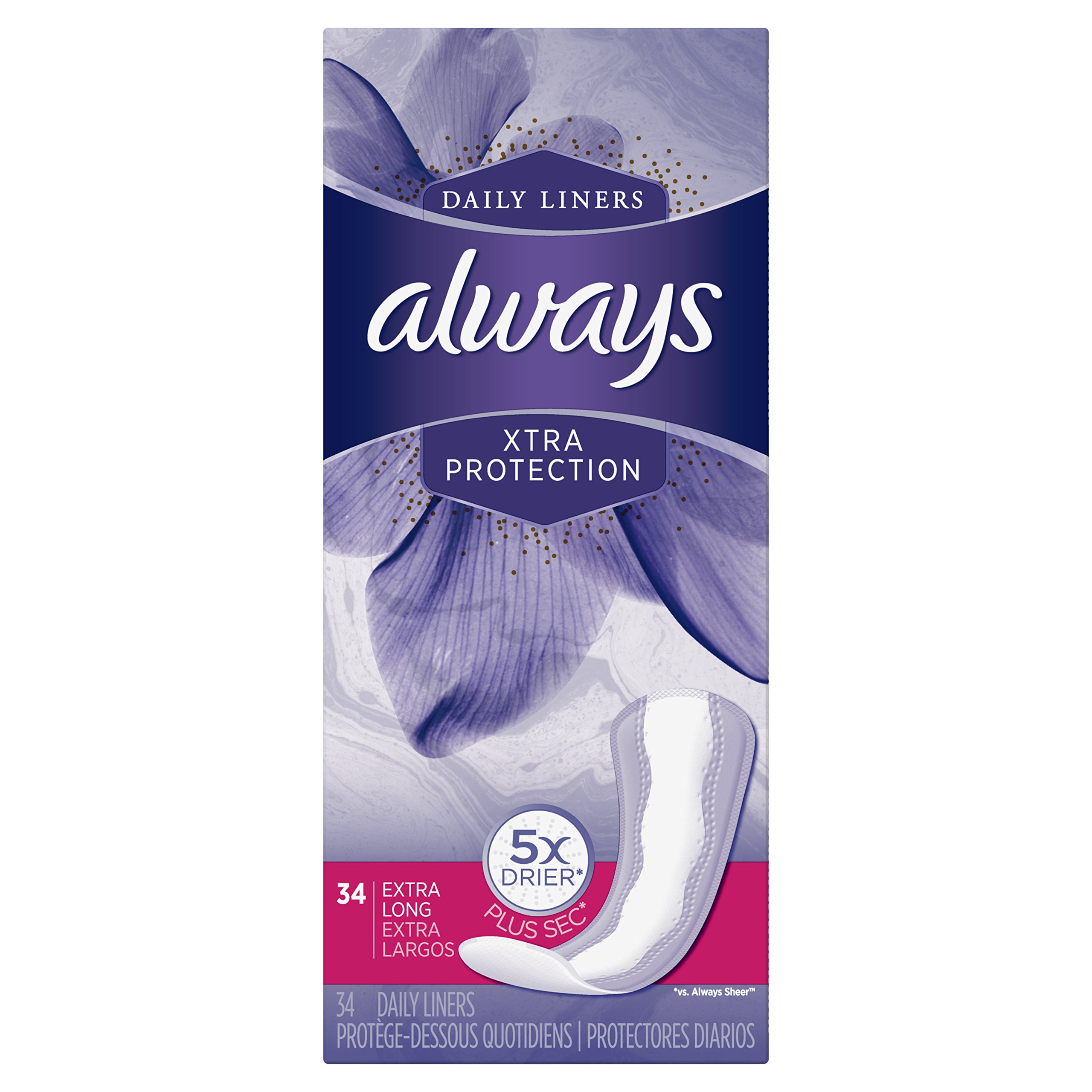 Always Xtra Protection Daily Liners, Extra Long Feminine Panty Liners