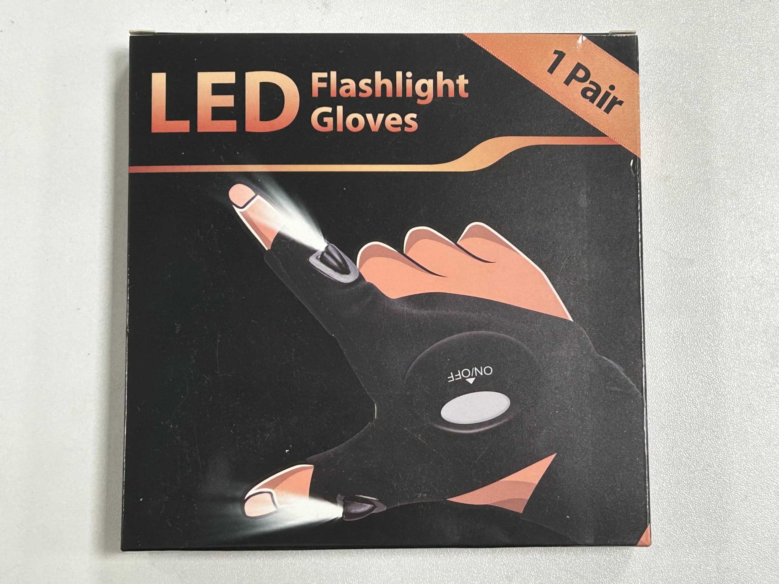 HANPURE LED Flashlight Gloves Stocking Stuffers for Adults Men Christmas Birthday Gift Idea for Dad Husband Him Boyfriend (1 Pack(with Replaceable Batteries))