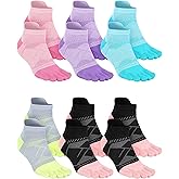 Fourluoo 6 Pairs Women Men Ankle Toe Socks Cotton Warm Crew Toe Separator Socks for Athletic Running