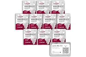 Lalvin RC-212 Wine Yeast (10 Pack) - Make Wine Cider Mead Kombucha At Home - 5 g Sachets - Saccharomyces cerevisiae - Sold by CAPYBARA Distributors Inc.