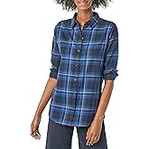 Amazon Essentials Women's Regular-Fit Long-Sleeve Lightweight Plaid Flannel Shirt