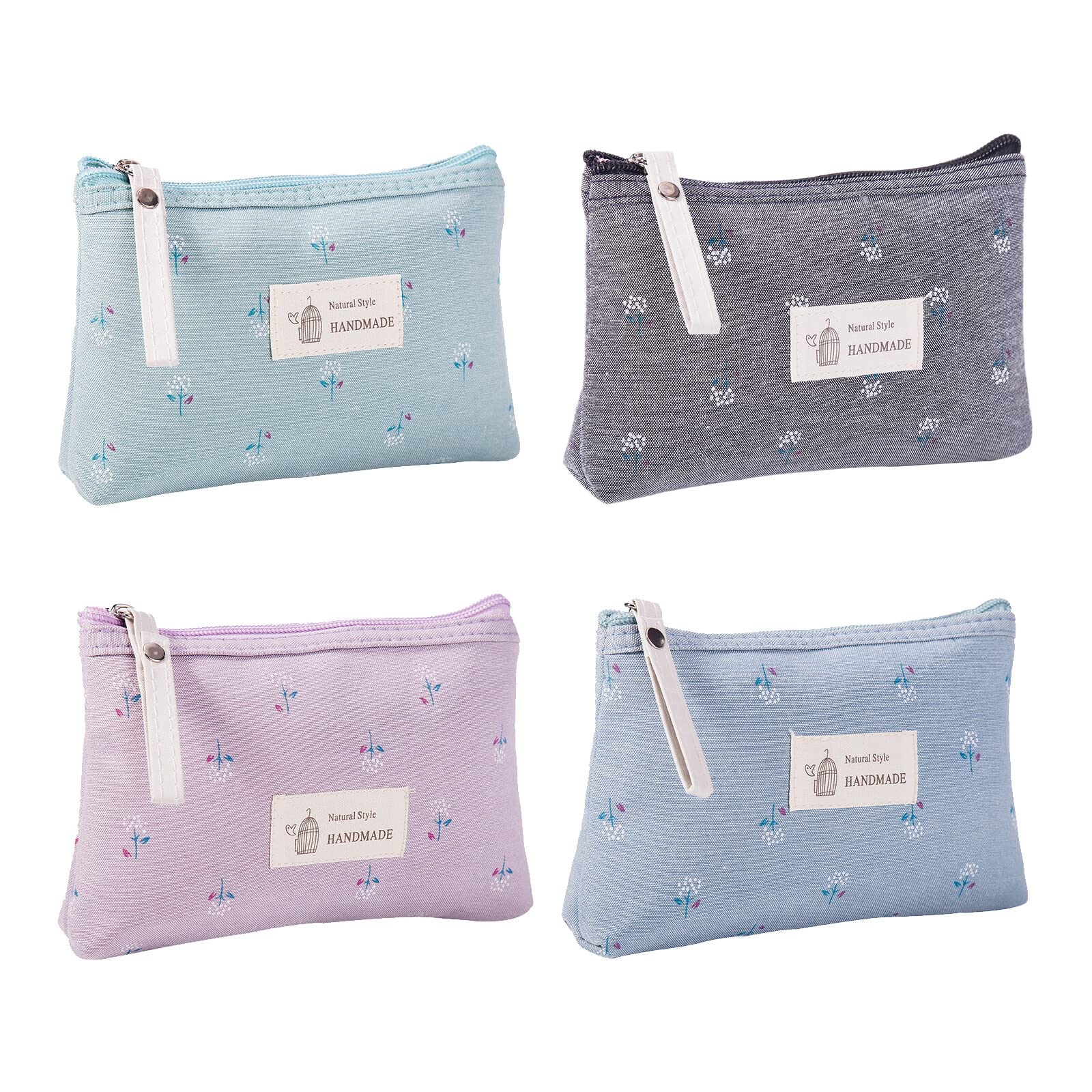 Fyfjur Small Make Up Bag, 4 Pcs Multi-Functional Canvas Travel Makeup Toiletry Bag for Women Girls Vacation, 17x11.5x4cm