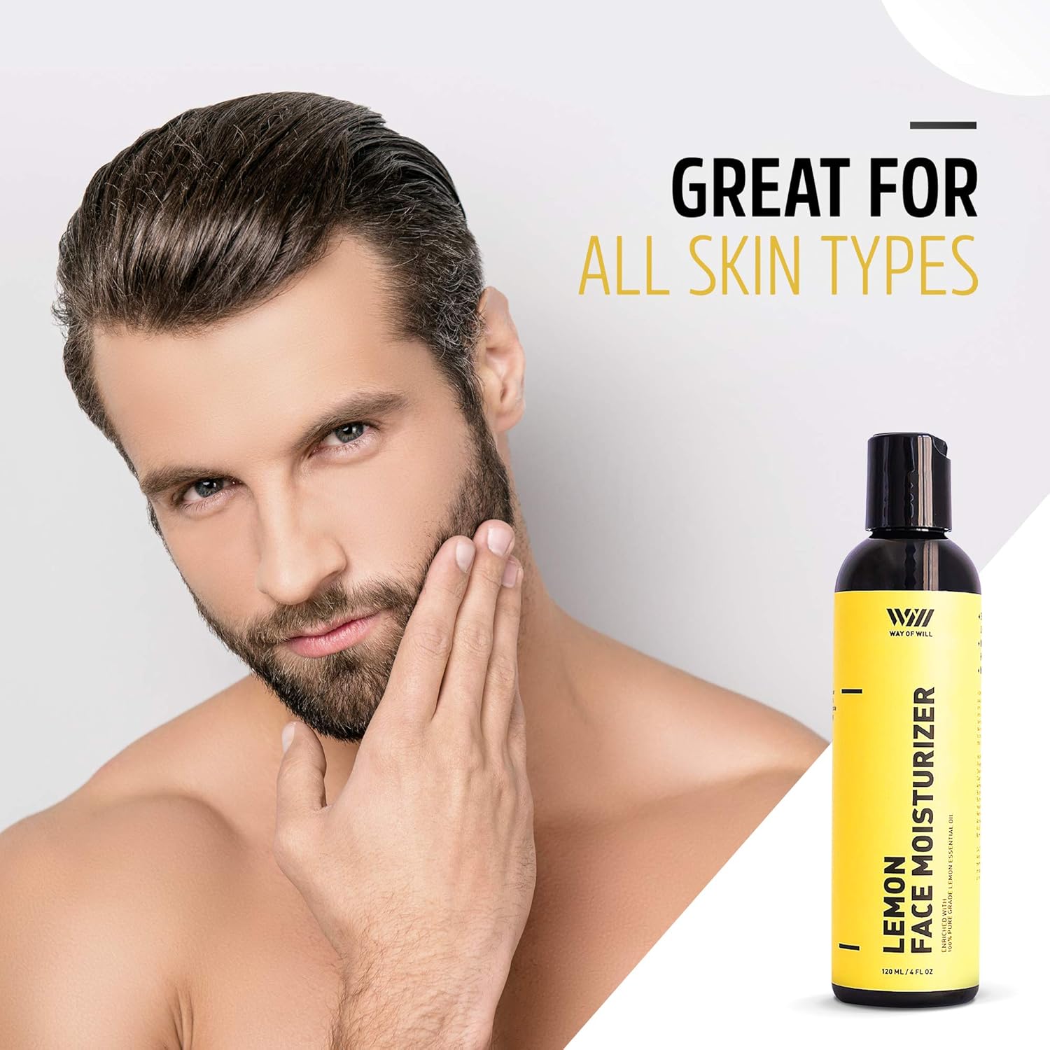 Lemon Face Moisturizer, Facial Moisturizer with Lemon Essential Oil, Face Cream for Women and Men, Sulfate and Paraben Free, 120 mL - Way of Will: Beauty