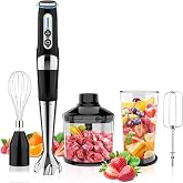 Toogel 4-in-1 Cordless Immersion Blender, 21-Speed, 3-Angle Adjust, Black | USB Rechargeable Hand Blender, 304 Stainless Steel, BPA-Free &amp; Dishwasher Safe, Low Noise for Baby Food, Smoothies &amp; Soup
