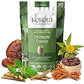kokora Immune Power - Daily Immune Defense for Wellness* - Certified Organic Ashwagandha, Adaptogens & Super Mushroom Powder - Vegan, Non-GMO, No Added Sugar- 120g - 30 Servings