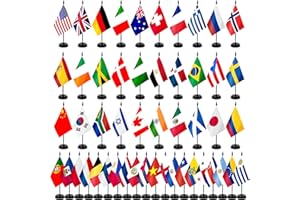 50 Countries International World Desk Flags Set Small Mini Office Table Flag with Stand Base for Home Office World Cup Sports