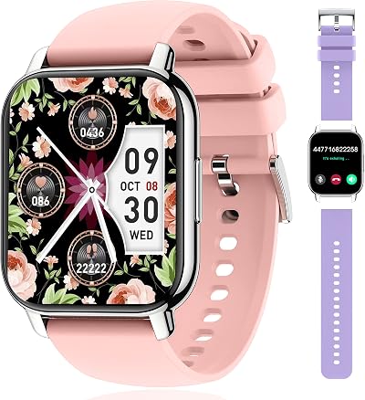 Popglory Smartwatch 1.85" Text Call Fitness Tracker BP SpO2 HR Sleep Android iOS