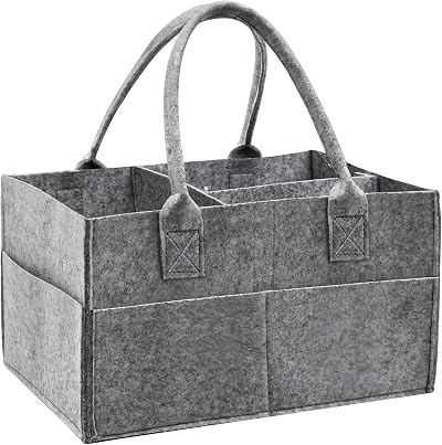 Yueshop Grey Felt Baby Diaper Caddy Nursery Storage Wipes Bag Nappy Organizer