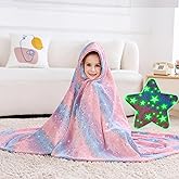 Softan Kids Stars Throw Blanket Glow in The Dark, Kids Blanket Gifts for Girls & Boys, Soft Cozy Flannel Luminous Stars Blanket for Sofa Couch Bed, Christmas Birthday Gift Toddler, 50x60IN