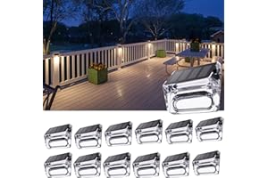 Qualdout Solar Outdoor Lights, 12 Pack Solar Fence Lights, Deck Lights Waterproof Solar Powered Outside Lighting for Step Railing Wall Pool Stair Yard Garden Patio Pool Decorations (Warm White)