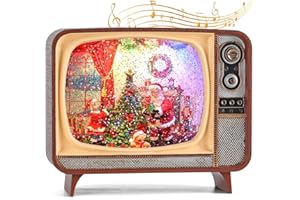 ARMXY Christmas Snow Globe, TV Santa Claus Scene Snow Globe,Volume/Light Mode/Playing Controllable Glittering Lantern with Timer, Lantern USB or Battery Powered for Christmas Decoration