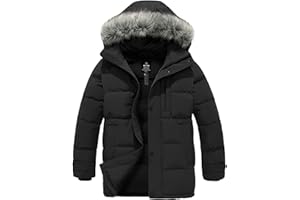 wantdo Men's Winter Jacket Thicken Winter Coat Warm Puffer Jacket with Faux Fur Hood