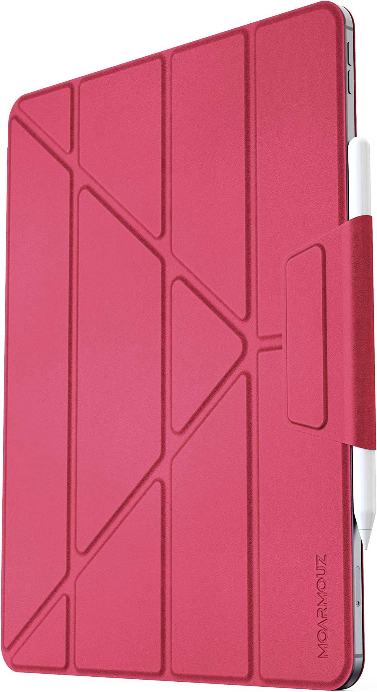 MoArmouz Premium Magnetic Smart Folio Case Fit iPad Pro 12.9" 2018 (3rd Gen) [Support Magnetically Attach Charge/Pair] Slim Lightweight Trifold Stand Cover with Auto Sleep/Wake - Red