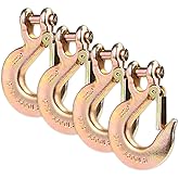 Leero 3/8'' Clevis Slip Hook with Safety Latch, 18,000 Lbs Capacity G70 Hook for Towing and Chain, Heavy Duty Forged Steel Tow Winch Hook for Trailer Truck Transport(2 Pack)