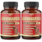 2 Packs - 60 Capsules Ashwagandha Capsules - High Concentrated - 5in1 Formula Ashwagandha, Turmeric, Rhodiola Rosea, Ginger, Black Pepper - 4 Month Supply