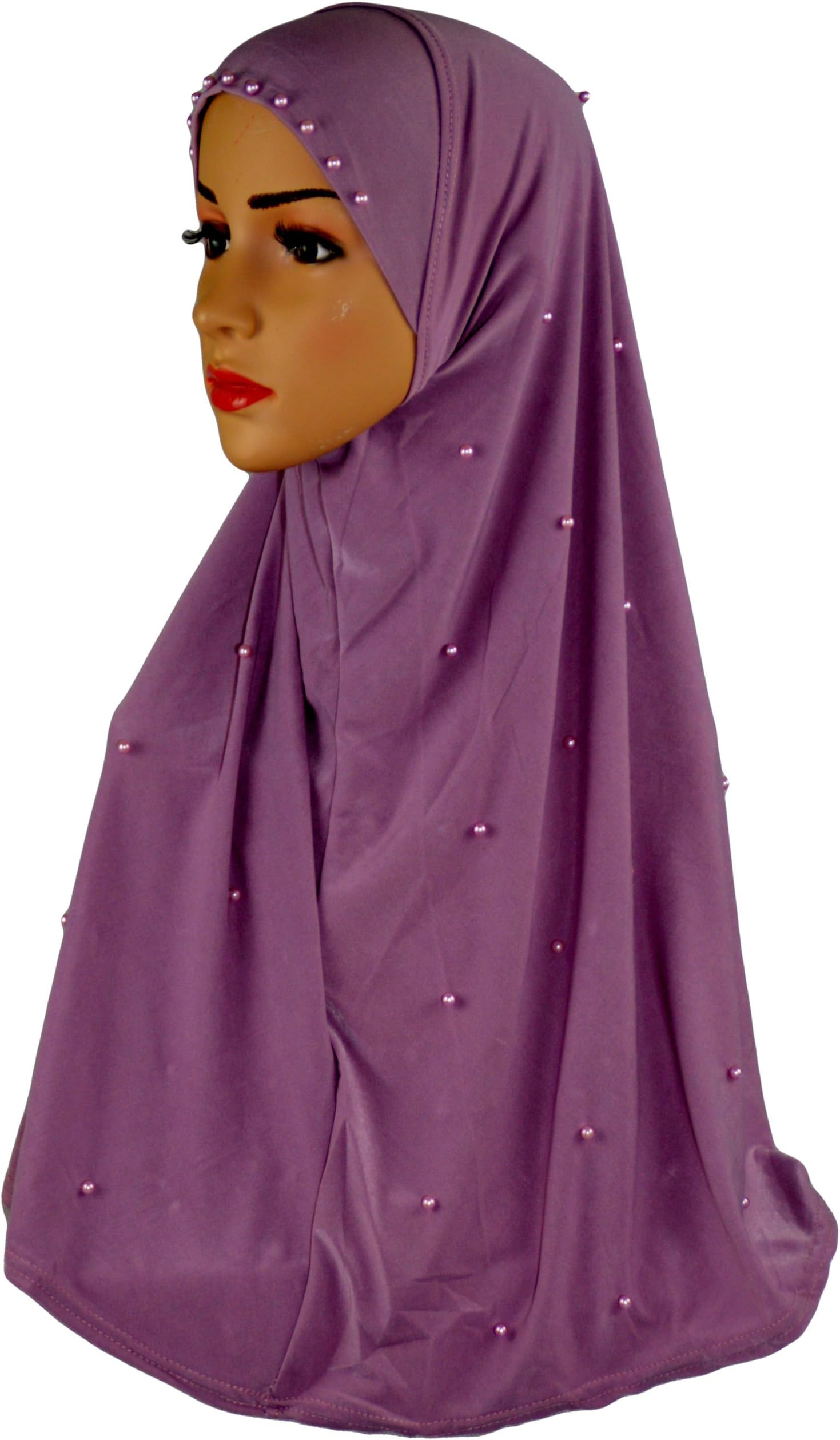 Women 1 Piece Amira Instant Hijab with Cling Pearls