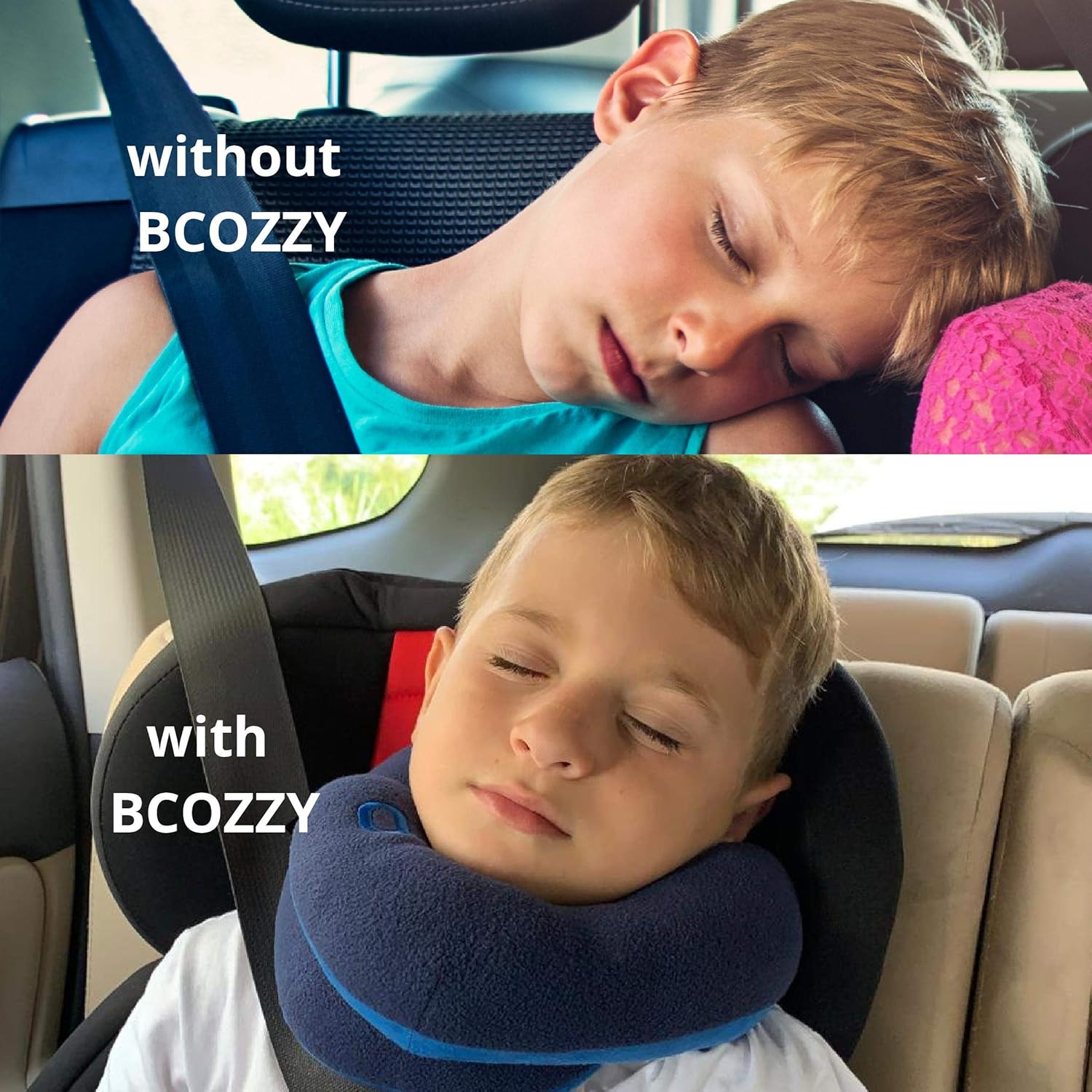 BCOZZY Chin Supporting Kids Travel Pillow Comfortable Car or Airplane