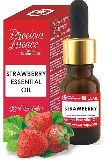 Parag Fragrances Strawberry Essential Oil 15ml (Undiluted, Pure & Natural Essential Oil For Aromatherapy, Relexasion, Meditation or Hair/Skin Treatment) Best Steam Distilled Organic Essential Oil