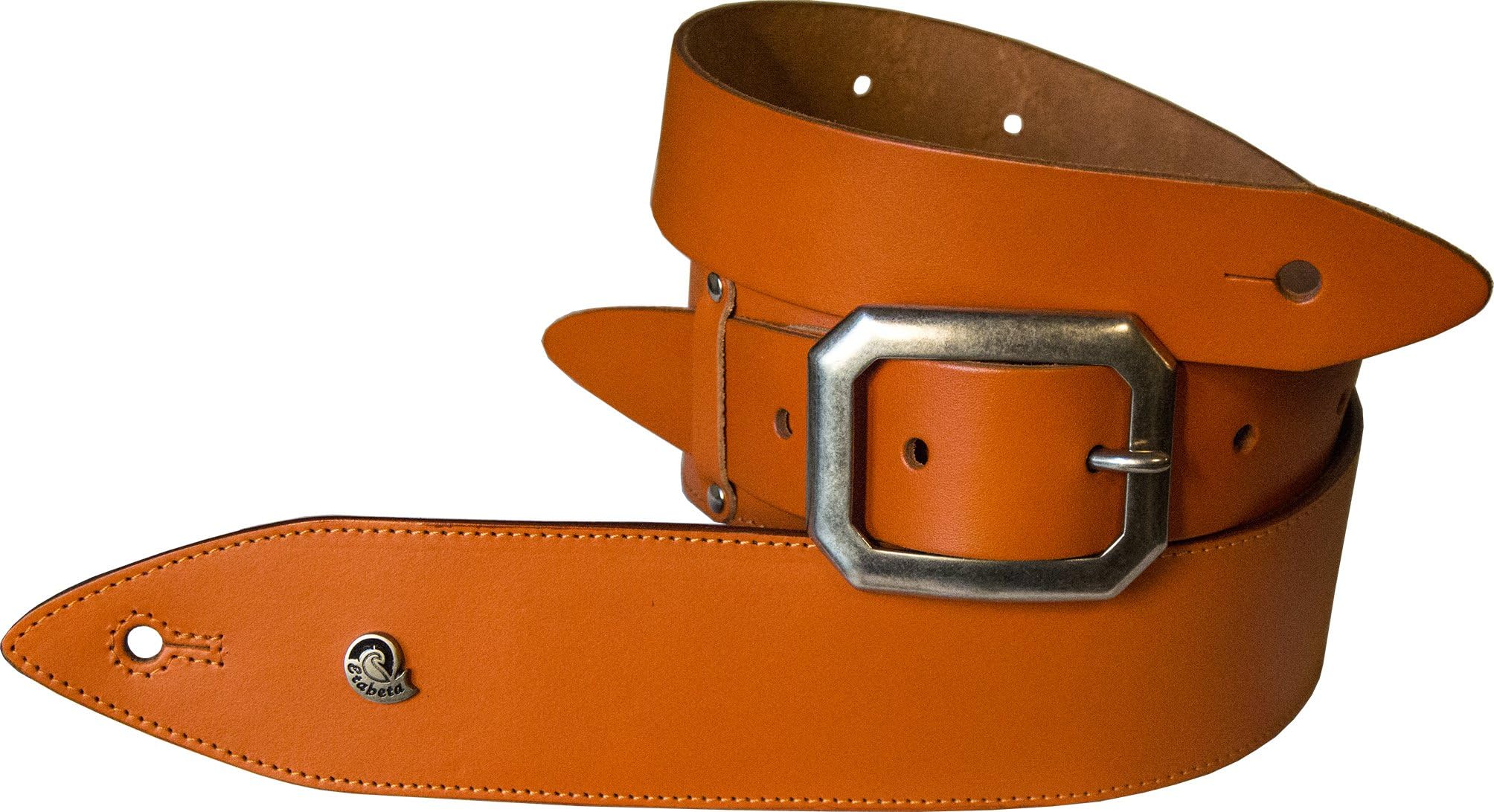 Padded Shoulder Strap Guitar Leather Orange – Orange Sugar – Genuine vegetable tanned leather – etabeta Artisans Toscano – Made in Italy