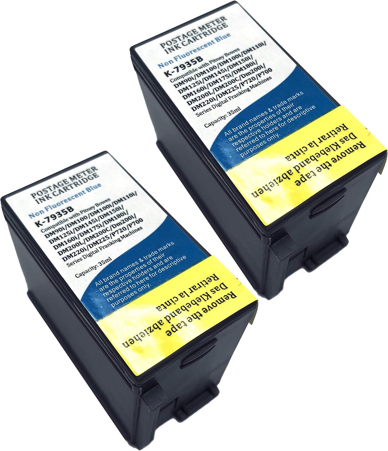 Pitney Bowes DM100i, DM200l, DM125i, DM150i, DM175i, DM200i, DM225, P700, P7L1, PRL1 Compatible Franking Ink Cartridge Blue - 2 Pack