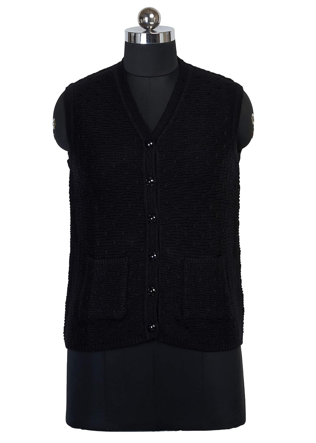 hunaiza women's woollen cardigans self design rainbow wool sleev less v-neck for winter