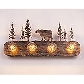 TOCHIC Rustic Bathroom Light Fixtures, 4 Lights Farmhouse Bathroom Vanity Light Over Mirror Dimmable, Western Bear Sconces Wa