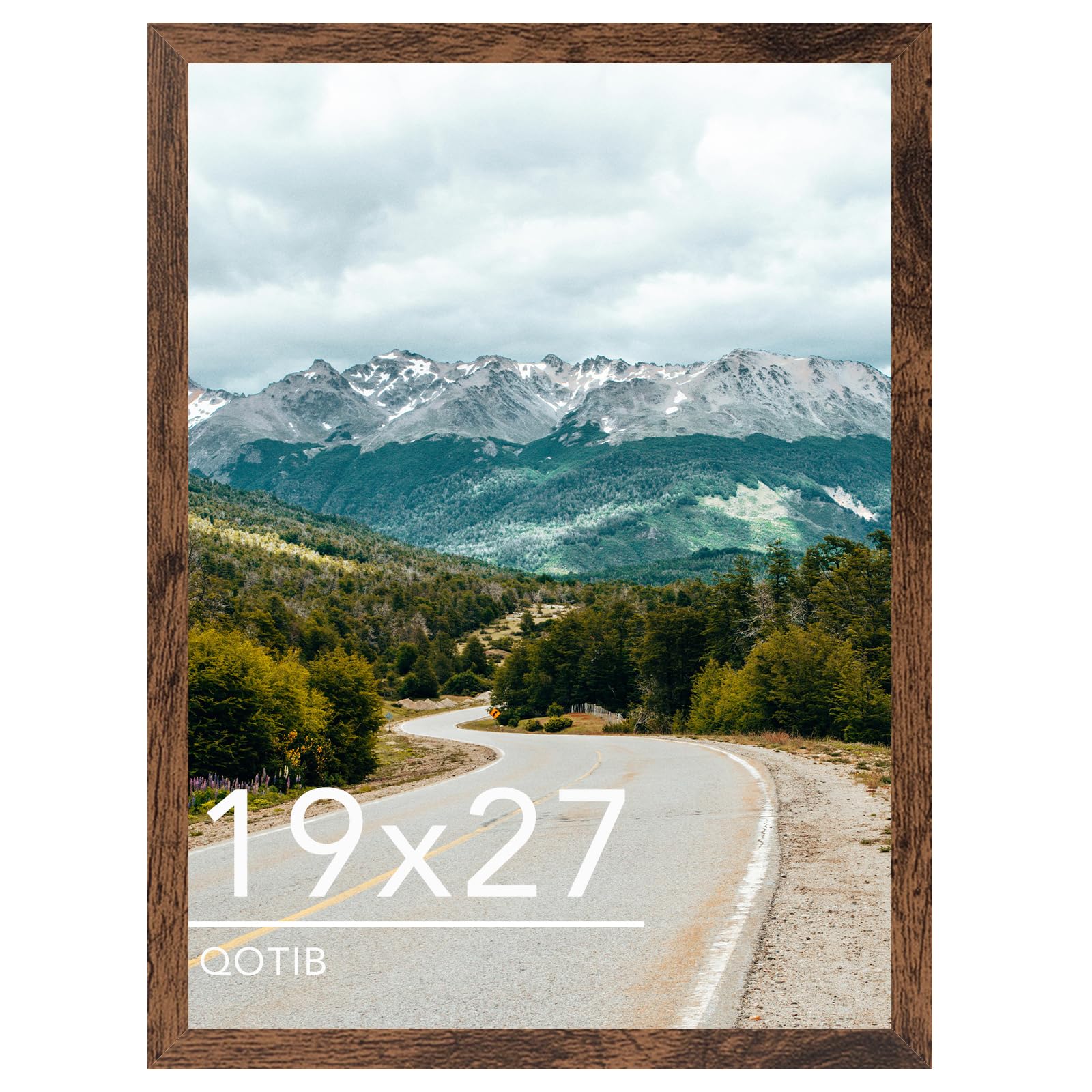 Photo 1 of QOTIB 19x27 Picture Frame Deep Brown for Wall Hanging, Wood 19 x 27 Frame Poster Photo Frame for Wall Horizontally or Vertically, Deep Brown, 1 Pack