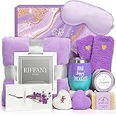Gifts for Women, Unique Birthday Gifts for Women, Lavender Relaxing Spa Gifts Basket Get Well Soon Care Package with Luxury Flannel Blanket for Mom Her Best Friends Sister